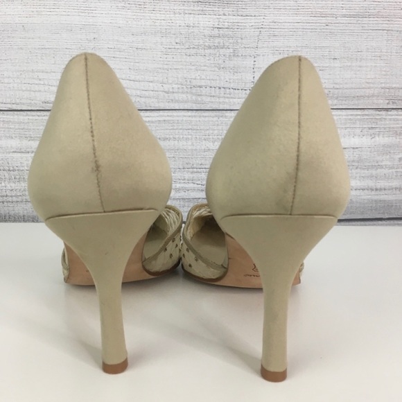 Nina Rhinestone Heels 7.5 Champagne Stiletto Lace - Picture 7 of 7